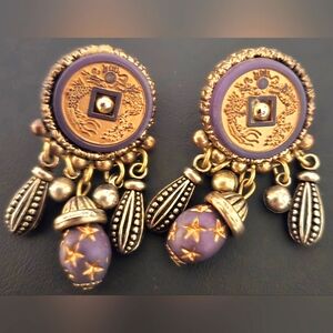 Vintage Dragon Coin Beaded Earrings
